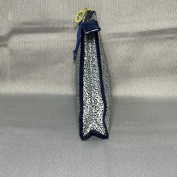 Vintage Estee Lauder Cosmetic Bag Blue Vinyl Spotted Makeup Pouch New No Tags - Picture 9 of 9